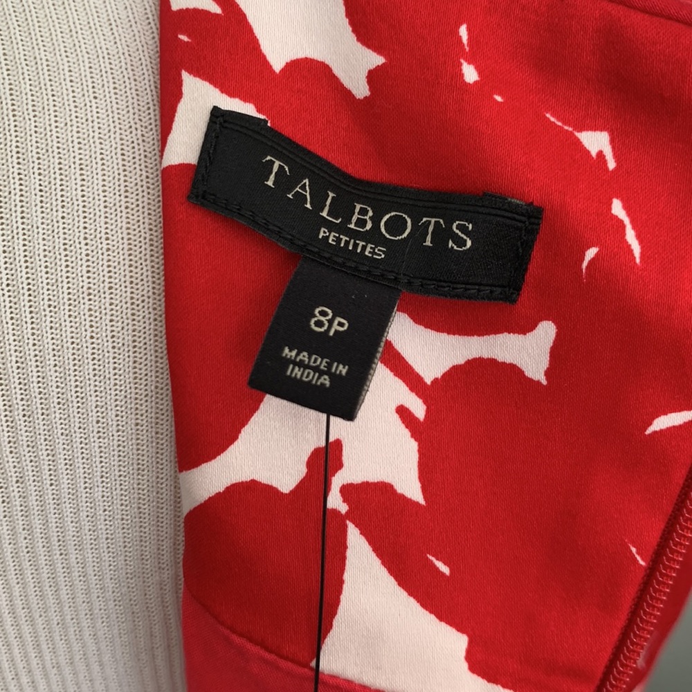 NWT Talbots sleeveless dress size 8P Red White Floral Fit & Flare with Pockets - Picture 5 of 6